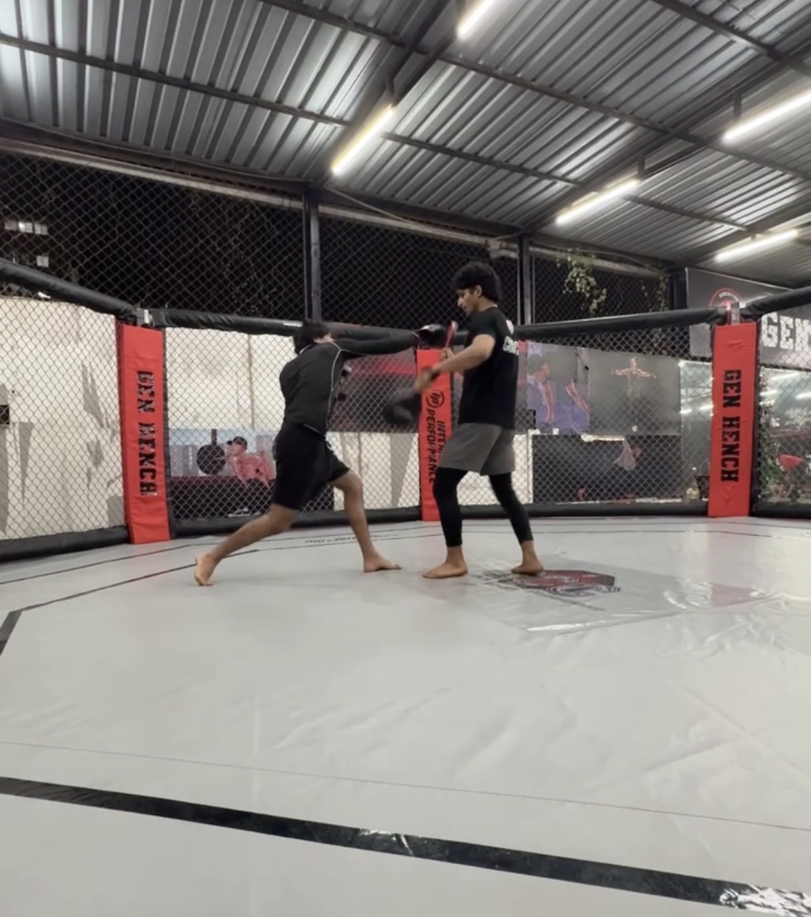 Kunsh sparring in the cage.