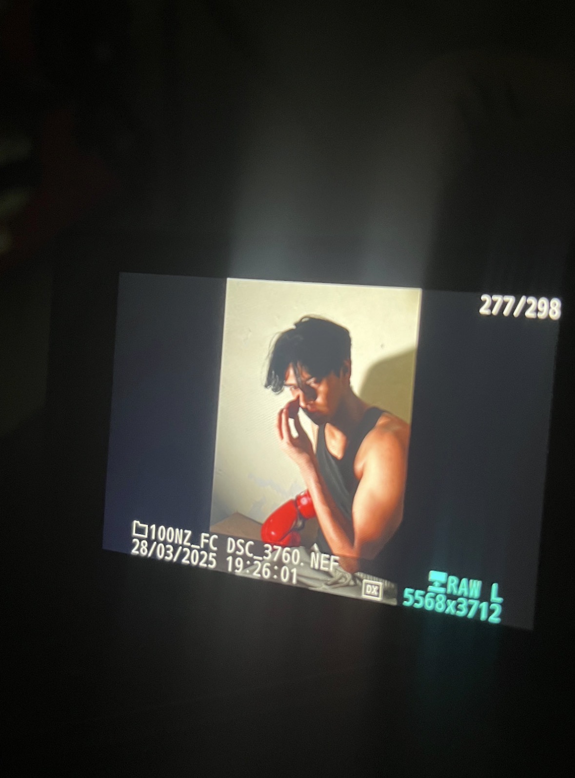 A frame of Kunsh from a shoot, on the camera's screen.